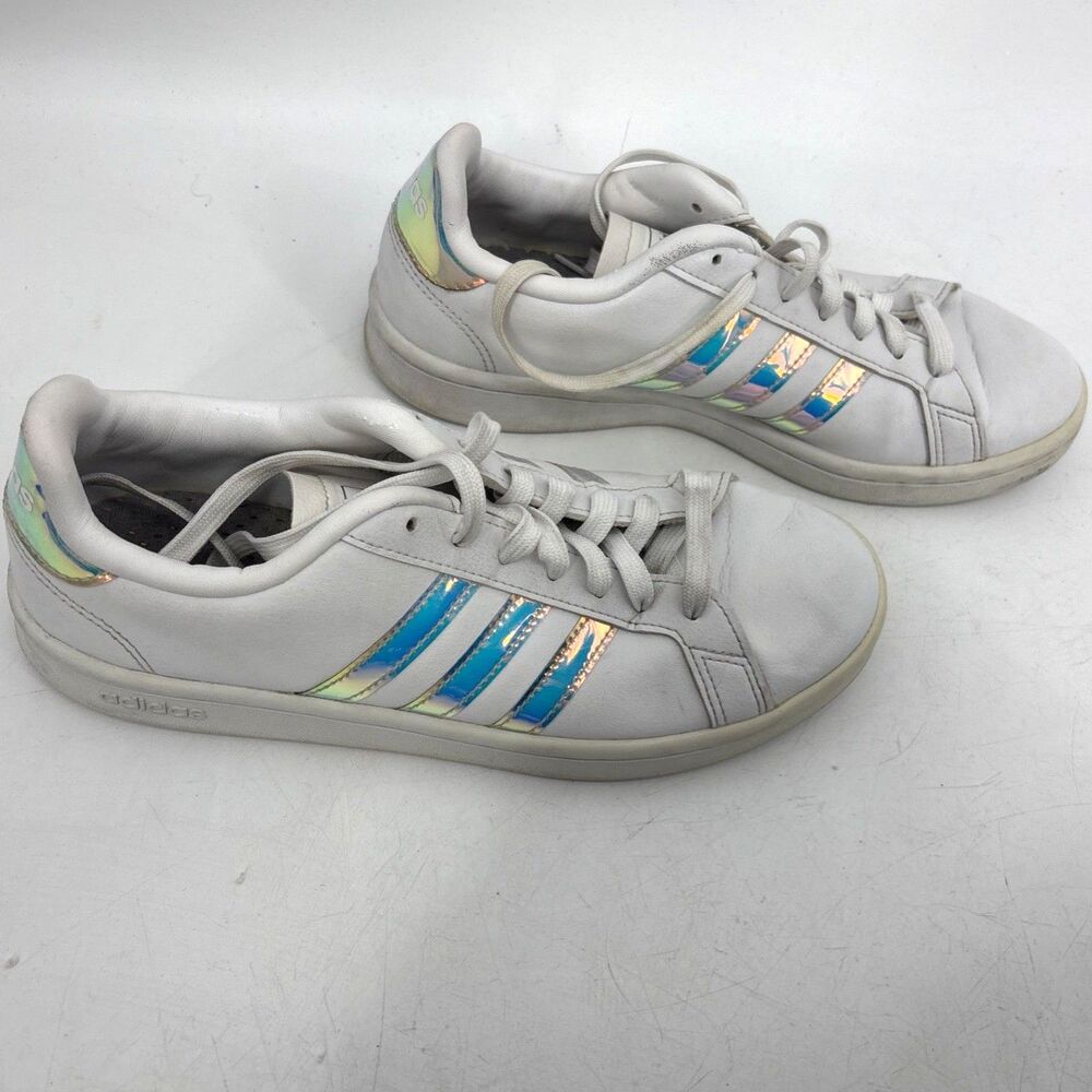 Adidas Grand Court Cloudfoam White Holographic Sneakers Women's US 7.5 Shoes